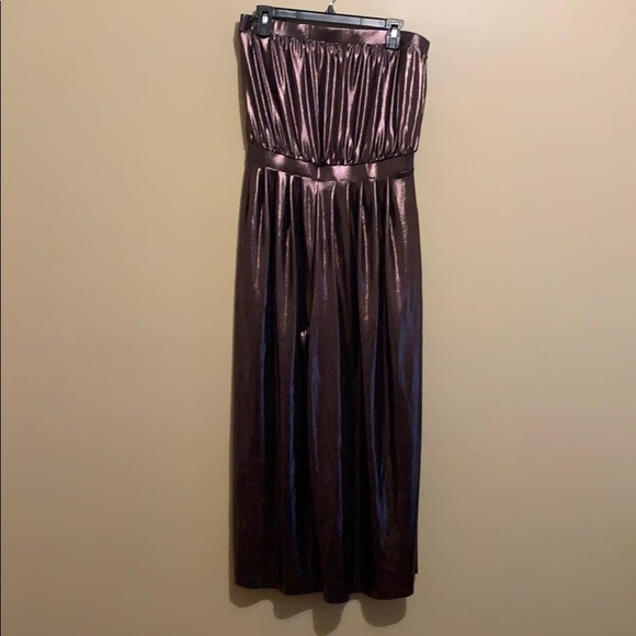 Urban Outfitters Metallic Gunmetal/Bronze Strapless Jumpsuit - Picture 8 of 13